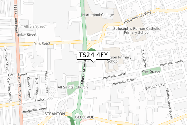 TS24 4FY map - large scale - OS Open Zoomstack (Ordnance Survey)