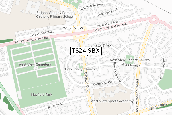 TS24 9BX map - large scale - OS Open Zoomstack (Ordnance Survey)