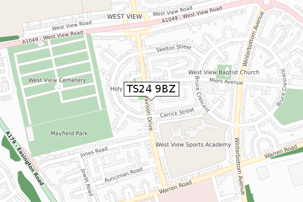 TS24 9BZ map - large scale - OS Open Zoomstack (Ordnance Survey)