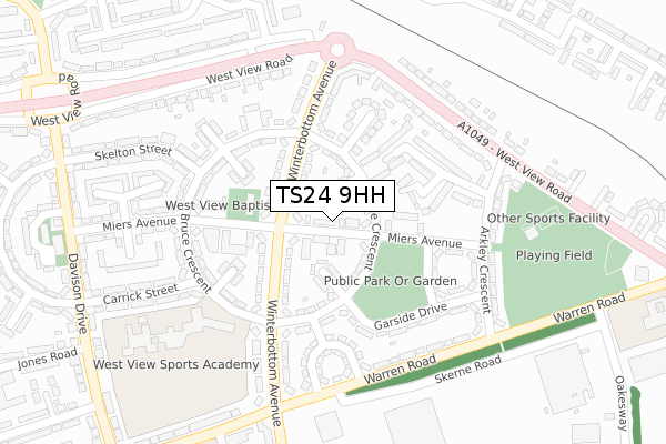 TS24 9HH map - large scale - OS Open Zoomstack (Ordnance Survey)