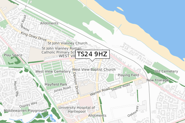 TS24 9HZ map - small scale - OS Open Zoomstack (Ordnance Survey)