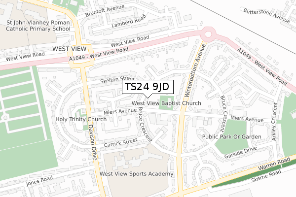 TS24 9JD map - large scale - OS Open Zoomstack (Ordnance Survey)