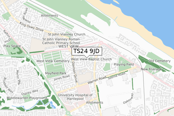 TS24 9JD map - small scale - OS Open Zoomstack (Ordnance Survey)