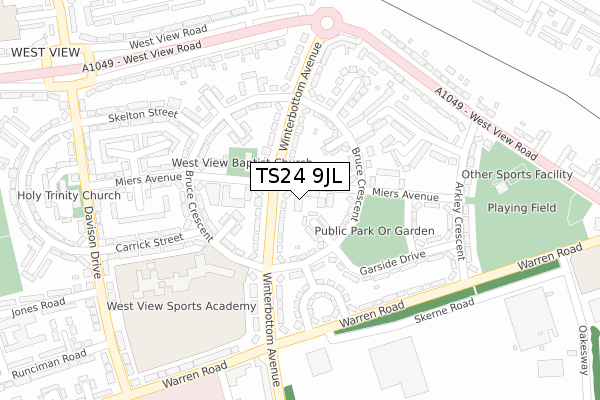 TS24 9JL map - large scale - OS Open Zoomstack (Ordnance Survey)