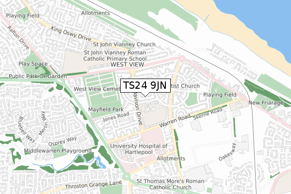 TS24 9JN map - small scale - OS Open Zoomstack (Ordnance Survey)