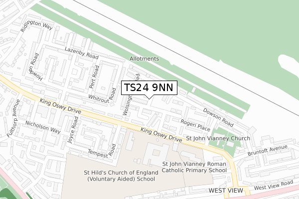 TS24 9NN map - large scale - OS Open Zoomstack (Ordnance Survey)