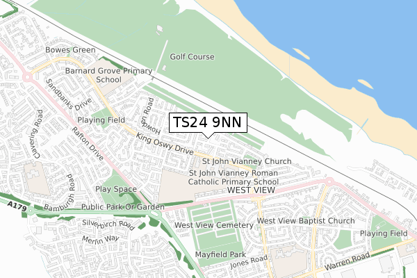 TS24 9NN map - small scale - OS Open Zoomstack (Ordnance Survey)