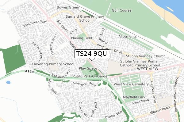 TS24 9QU map - small scale - OS Open Zoomstack (Ordnance Survey)