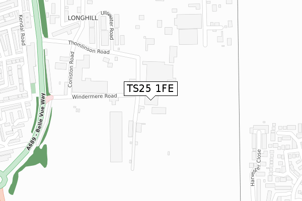 TS25 1FE map - large scale - OS Open Zoomstack (Ordnance Survey)