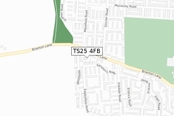 TS25 4FB map - large scale - OS Open Zoomstack (Ordnance Survey)