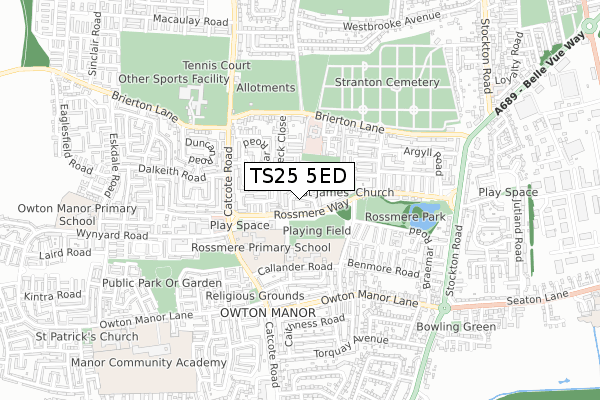 TS25 5ED map - small scale - OS Open Zoomstack (Ordnance Survey)