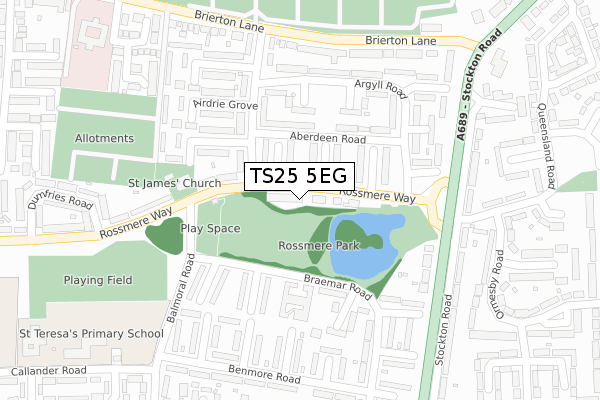 TS25 5EG map - large scale - OS Open Zoomstack (Ordnance Survey)