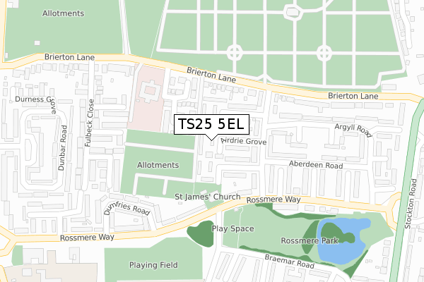 TS25 5EL map - large scale - OS Open Zoomstack (Ordnance Survey)