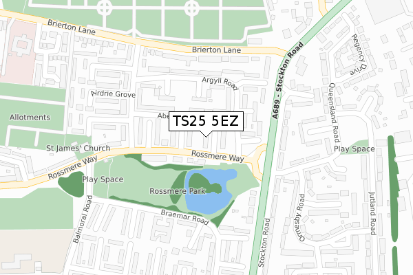 TS25 5EZ map - large scale - OS Open Zoomstack (Ordnance Survey)