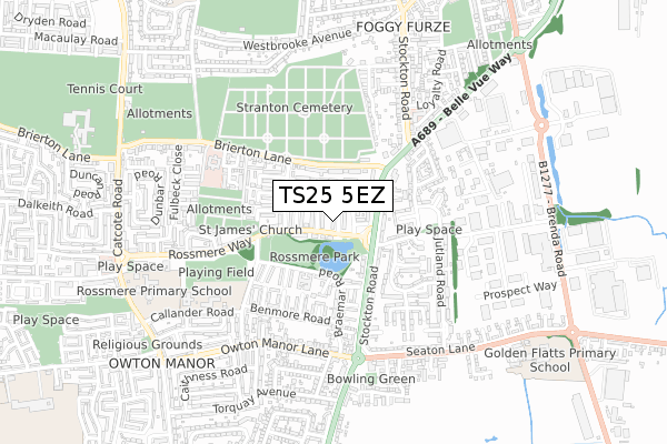 TS25 5EZ map - small scale - OS Open Zoomstack (Ordnance Survey)