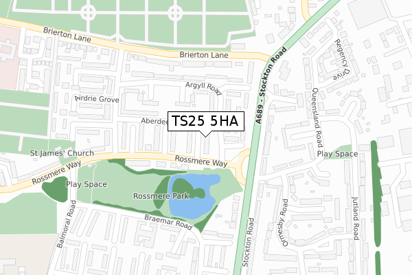 TS25 5HA map - large scale - OS Open Zoomstack (Ordnance Survey)