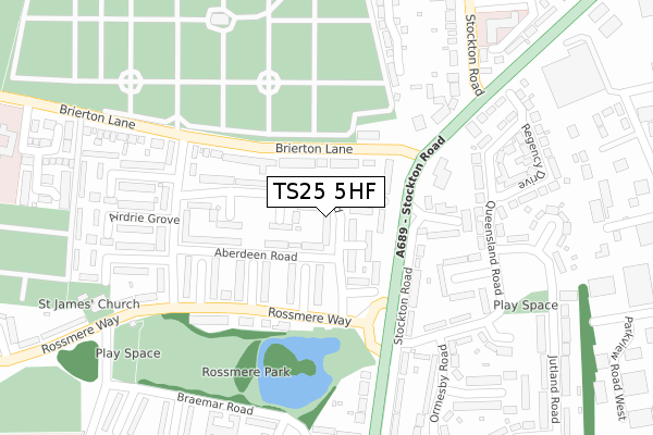 TS25 5HF map - large scale - OS Open Zoomstack (Ordnance Survey)