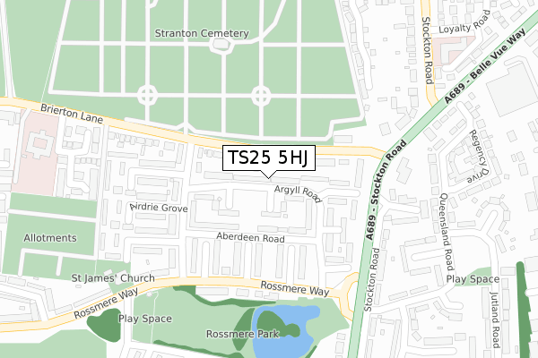 TS25 5HJ map - large scale - OS Open Zoomstack (Ordnance Survey)