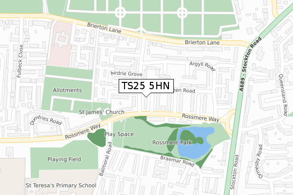 TS25 5HN map - large scale - OS Open Zoomstack (Ordnance Survey)