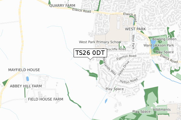 TS26 0DT map - small scale - OS Open Zoomstack (Ordnance Survey)