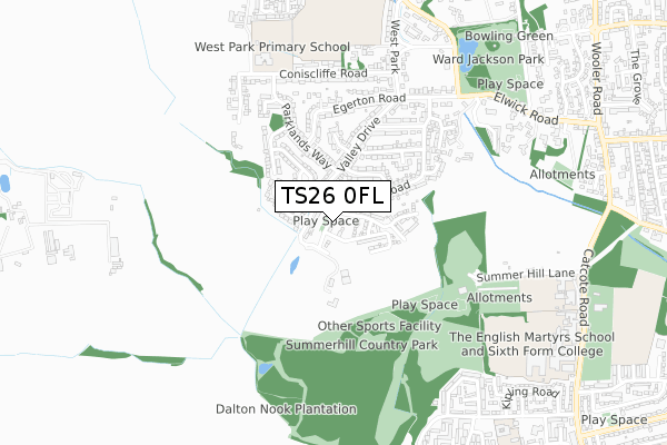 TS26 0FL map - small scale - OS Open Zoomstack (Ordnance Survey)