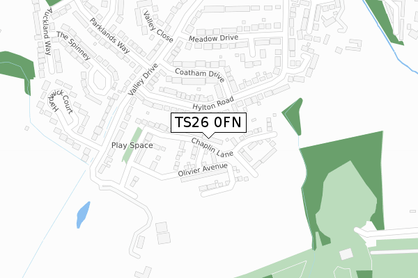 TS26 0FN map - large scale - OS Open Zoomstack (Ordnance Survey)