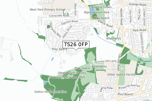 TS26 0FP map - small scale - OS Open Zoomstack (Ordnance Survey)