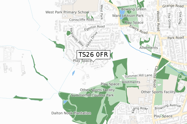 TS26 0FR map - small scale - OS Open Zoomstack (Ordnance Survey)