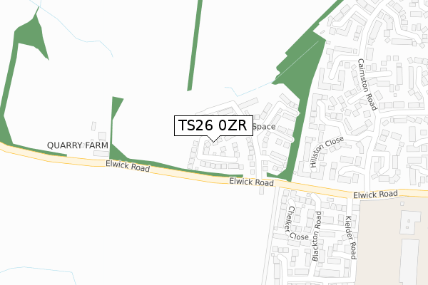 TS26 0ZR map - large scale - OS Open Zoomstack (Ordnance Survey)