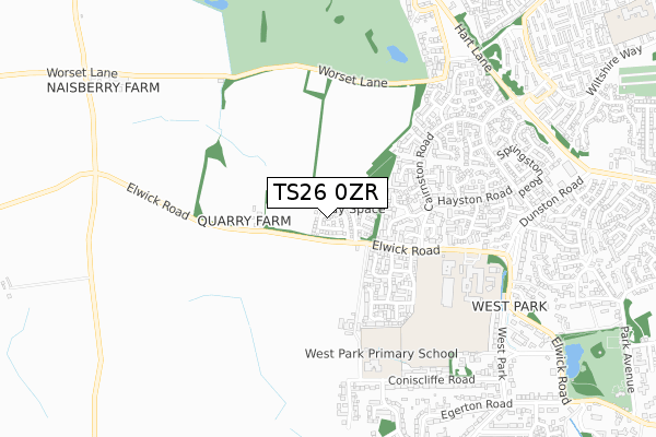 TS26 0ZR map - small scale - OS Open Zoomstack (Ordnance Survey)