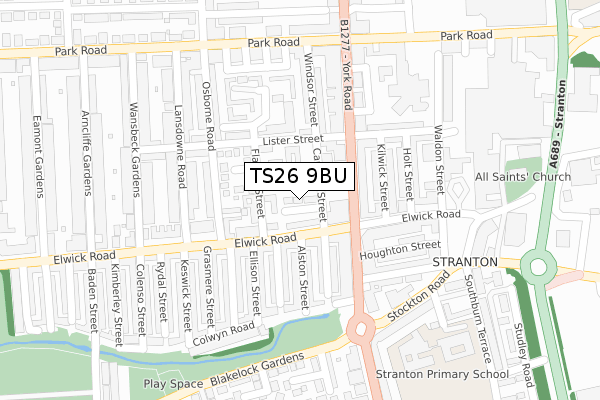 TS26 9BU map - large scale - OS Open Zoomstack (Ordnance Survey)