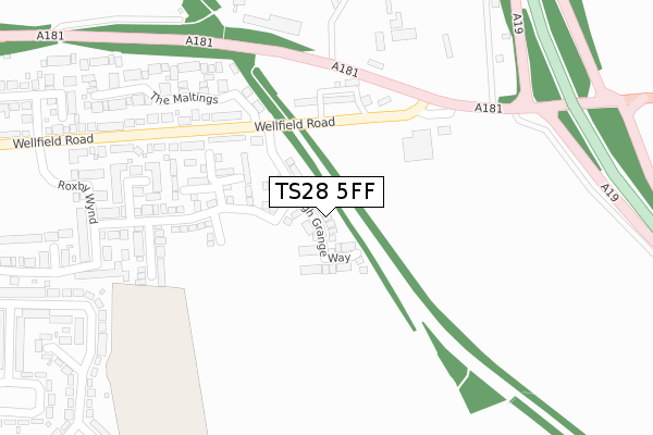 TS28 5FF map - large scale - OS Open Zoomstack (Ordnance Survey)