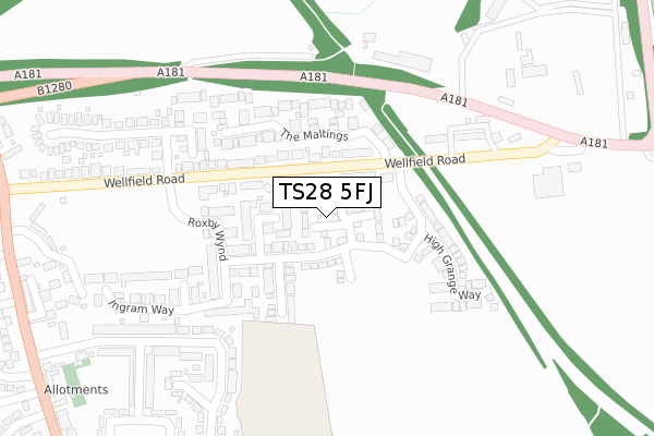 TS28 5FJ map - large scale - OS Open Zoomstack (Ordnance Survey)