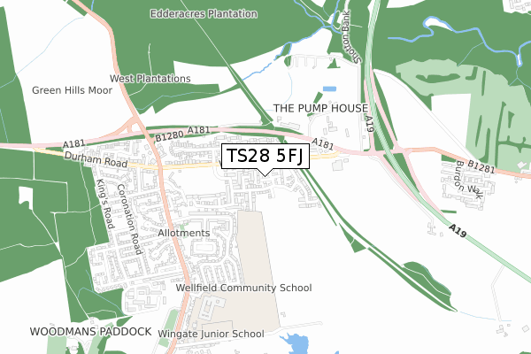 TS28 5FJ map - small scale - OS Open Zoomstack (Ordnance Survey)