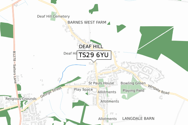 TS29 6YU map - small scale - OS Open Zoomstack (Ordnance Survey)