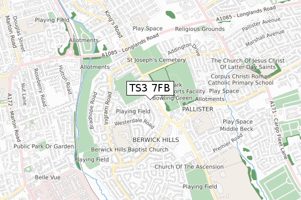 TS3 7FB map - small scale - OS Open Zoomstack (Ordnance Survey)