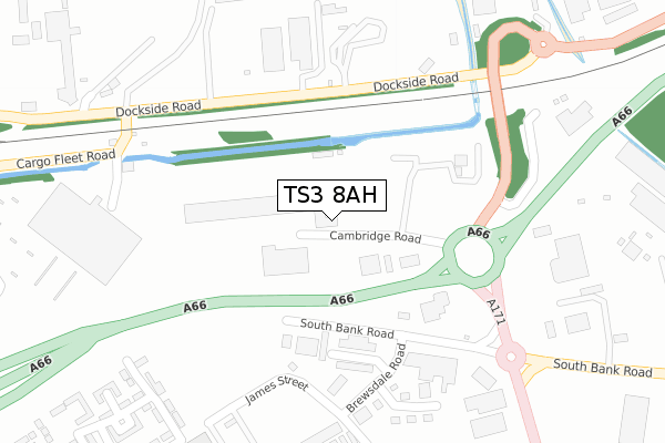 TS3 8AH map - large scale - OS Open Zoomstack (Ordnance Survey)