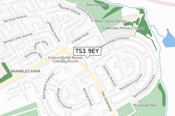 TS3 9EY map - large scale - OS Open Zoomstack (Ordnance Survey)