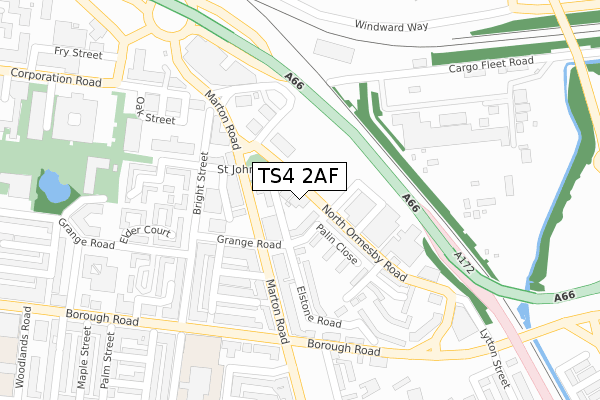 TS4 2AF map - large scale - OS Open Zoomstack (Ordnance Survey)