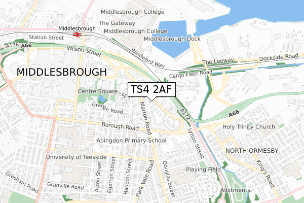 TS4 2AF map - small scale - OS Open Zoomstack (Ordnance Survey)