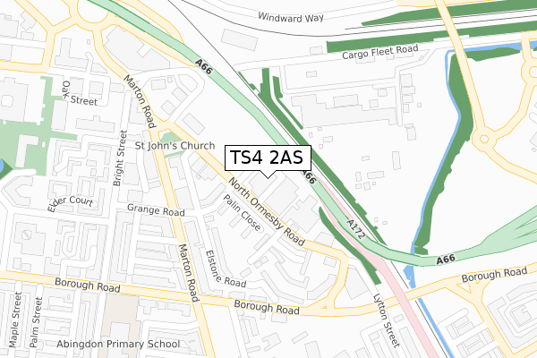 TS4 2AS map - large scale - OS Open Zoomstack (Ordnance Survey)