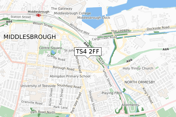 TS4 2FF map - small scale - OS Open Zoomstack (Ordnance Survey)