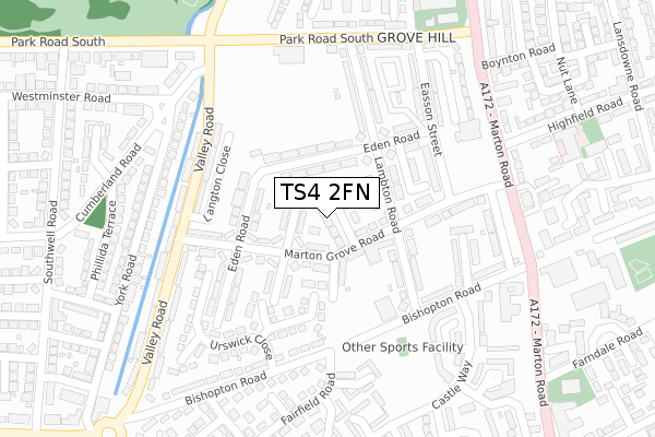 TS4 2FN map - large scale - OS Open Zoomstack (Ordnance Survey)