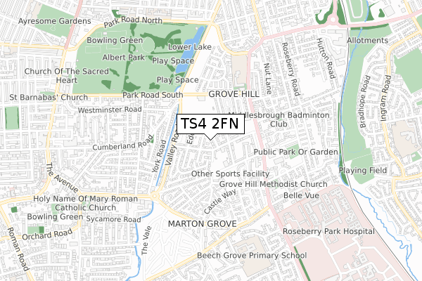 TS4 2FN map - small scale - OS Open Zoomstack (Ordnance Survey)