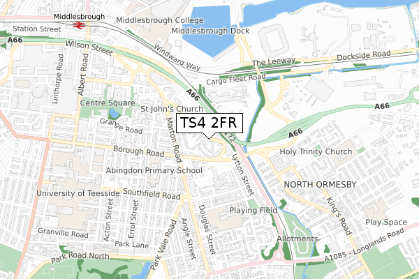 TS4 2FR map - small scale - OS Open Zoomstack (Ordnance Survey)