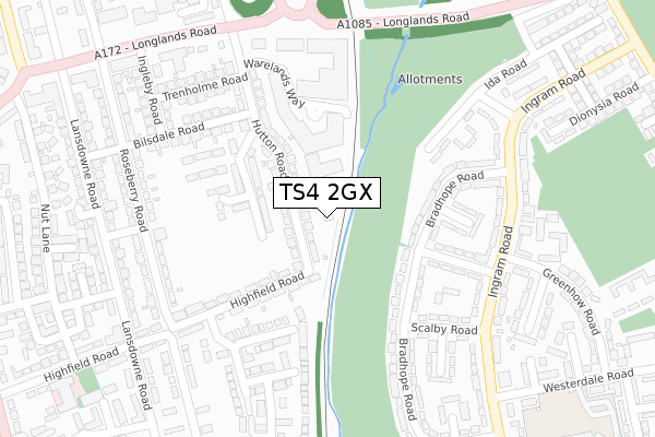 TS4 2GX map - large scale - OS Open Zoomstack (Ordnance Survey)