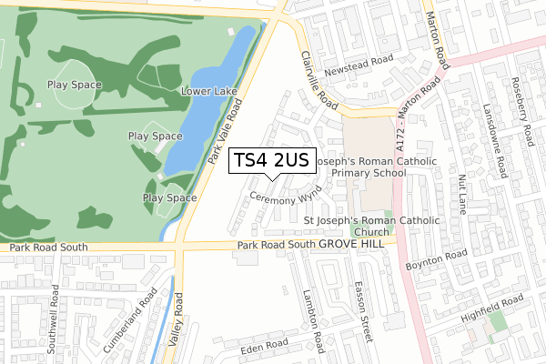 TS4 2US map - large scale - OS Open Zoomstack (Ordnance Survey)