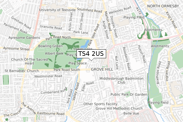 TS4 2US map - small scale - OS Open Zoomstack (Ordnance Survey)