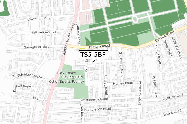 TS5 5BF map - large scale - OS Open Zoomstack (Ordnance Survey)