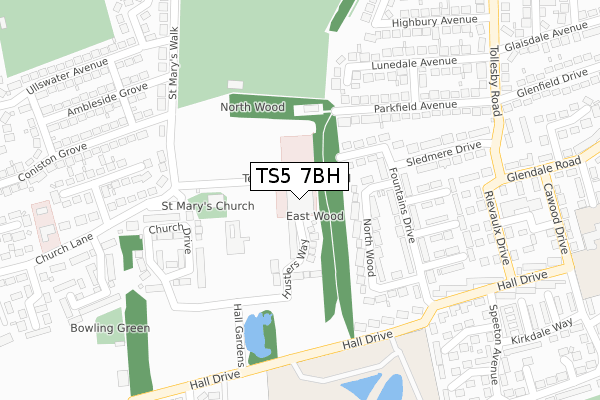 TS5 7BH map - large scale - OS Open Zoomstack (Ordnance Survey)